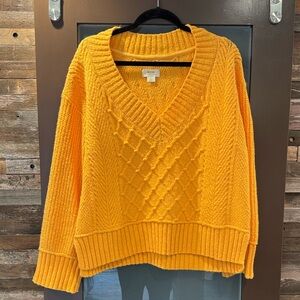 Anthropologie Mustard V-Neck Sweater
